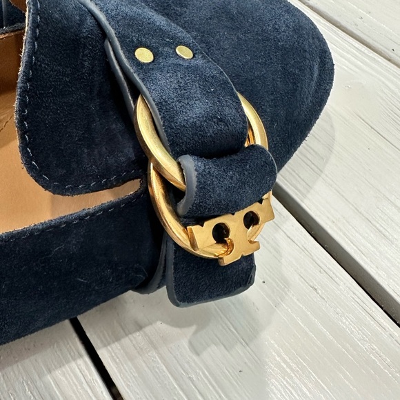 Tory Burch Marsden Smoking Loafer Blue Suede Gold Hardware size 8 - Picture 8 of 9